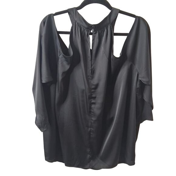 Eloquii NWT Women Black Halter Neck Drape Sleeve Dressy Party Formal Blouse-26 - Picture 2 of 7